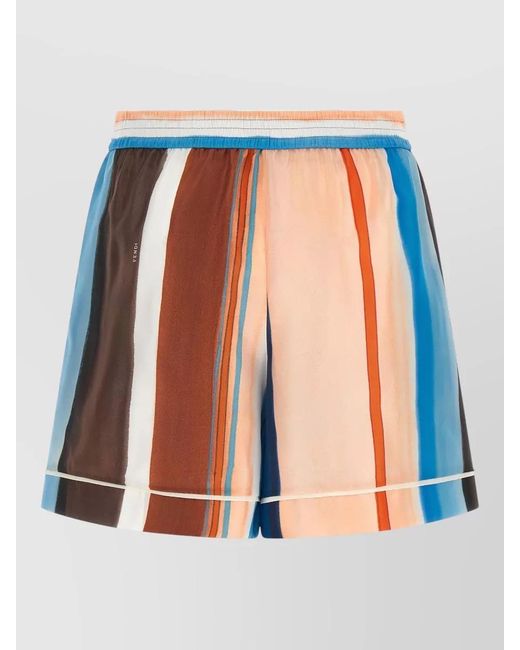Fendi Blue Venetian Stripes Relaxed Fit Lightweight Shorts