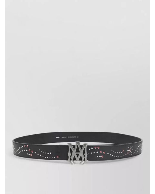 Amiri Gray Leather Studded Belt for men