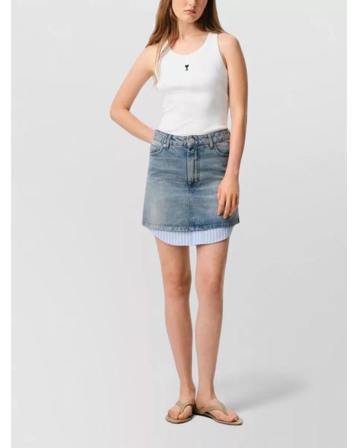AMI White Ribbed Cotton Tank Top