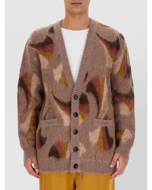 Etro Multicolor Mohair V-Neck Cardigan for men