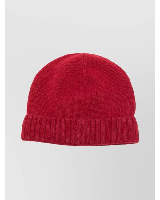Borsalino Red Ribbed Cashmere Beanie