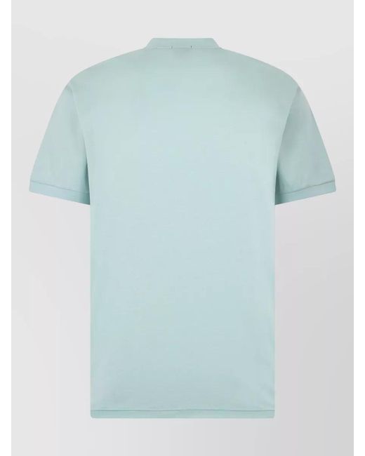 Boss Blue Cotton T Shirt Half Zip Collar for men