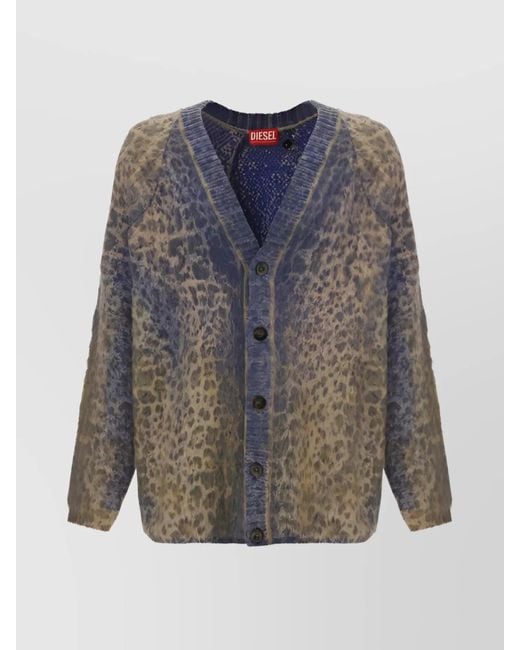 DIESEL Blue Printed Cardigan for men