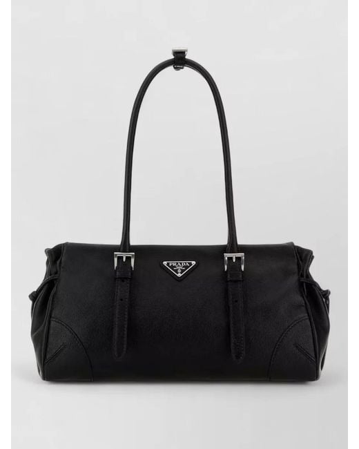 Prada Black Leather Medium Bonnie Shoulder Bag