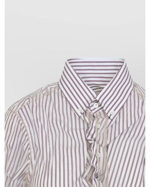 Maison Margiela Multicolor Striped Cotton Tulle Overlay Long-Sleeve Shirt