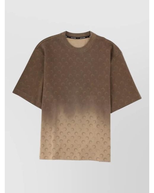 MARINE SERRE Brown Short Sleeve Gradient Pattern Crew Neck Shirt for men