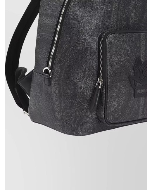 Etro Gray Printed Backpack for men