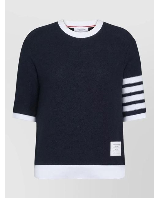 Thom Browne Blue Textured Cotton Piqué Short-Sleeve T-Shirt