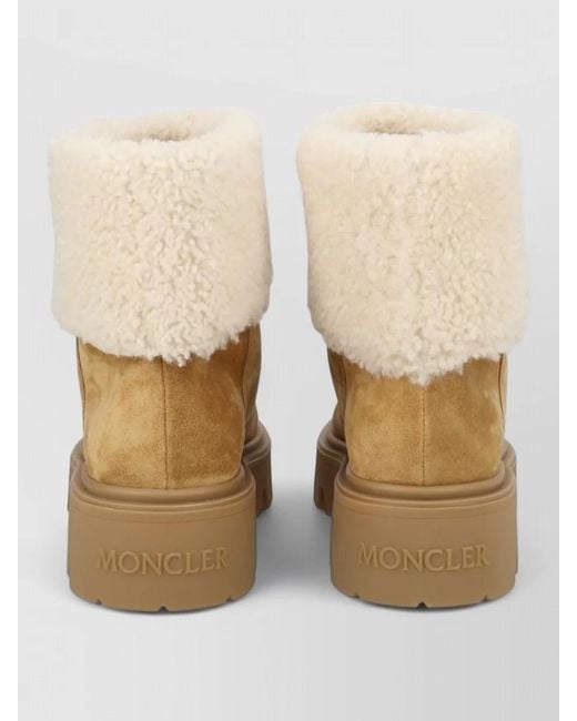 Moncler Natural Leather Shearling Ankle Boots