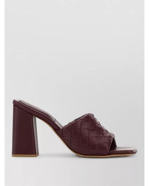 Bottega Veneta Purple Nappa Leather Parco Mules Block Heel Open Toe