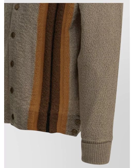 Needles Brown Cardigan Stripe Design Ribbed Cuffs Neckline for men