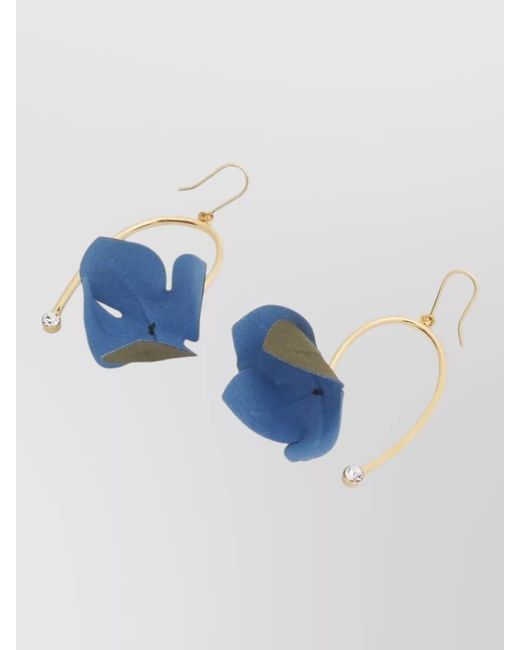 Marni Blue Floral Petal Statement Drop Earrings