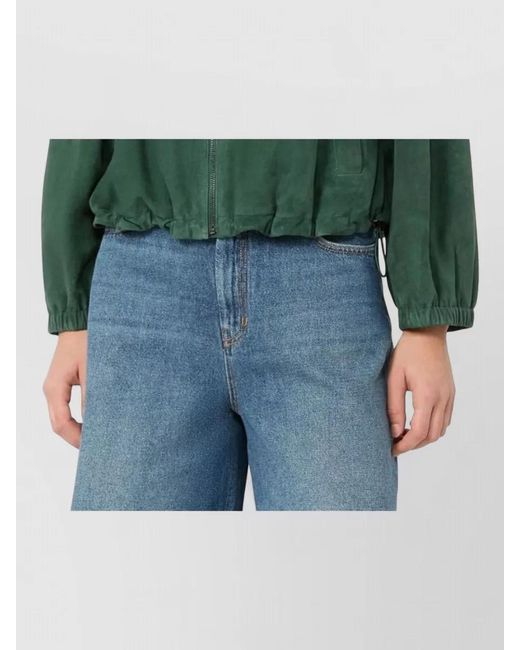 Weekend by Maxmara Green Suede Regular-Fit Single-Breasted Jacket