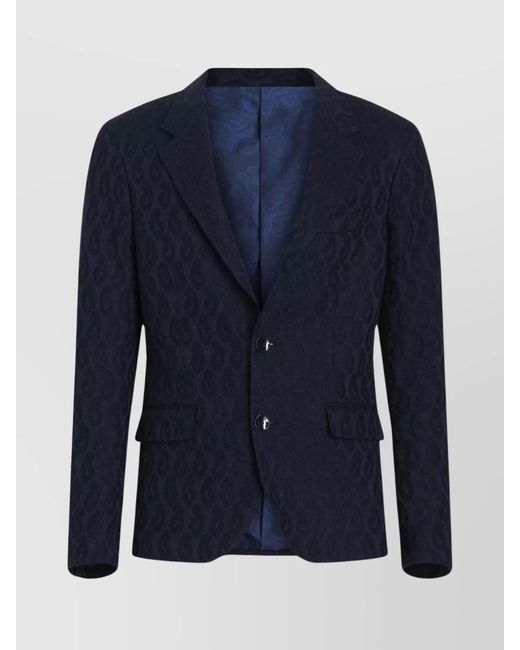 Etro Blue Paisley Print Blazer for men