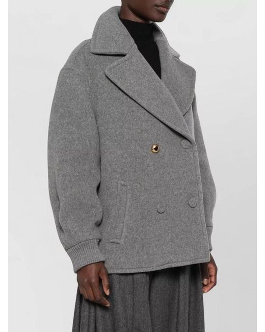 Moschino Gray Double Breasted Wool Blend Relaxed Blazer