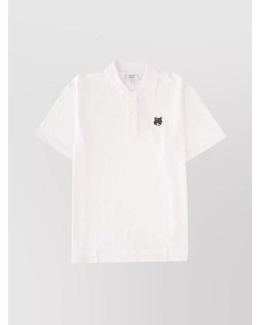 Maison Kitsuné White Cotton Logo Polo Shirt for men