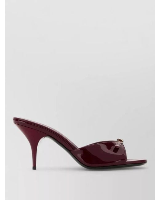 Miu Miu Brown Leather Mules Open Toe Patent Stiletto Heel