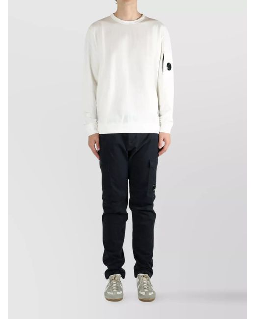 C P Company White Cotton Crewneck Sweatshirt for men