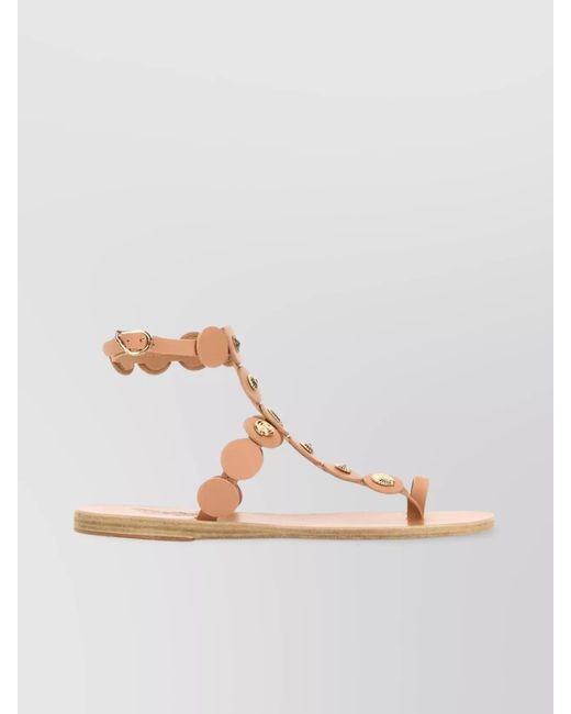 Ancient Greek Sandals Pink Leather Thong Sandals