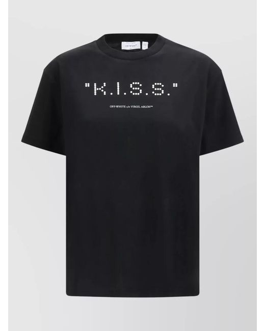 Off-White c/o Virgil Abloh Black Kiss Quote Printed Cotton T-Shirt