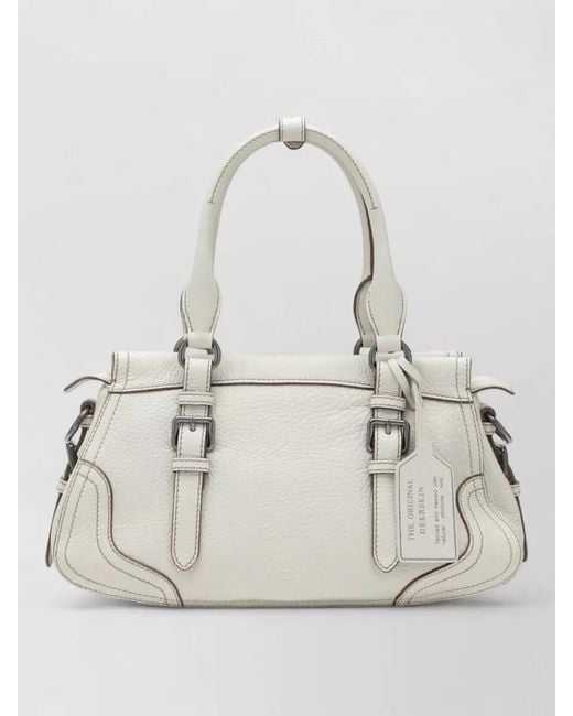 Prada White Shoulder Bag Buckle Detail Metal Hardware