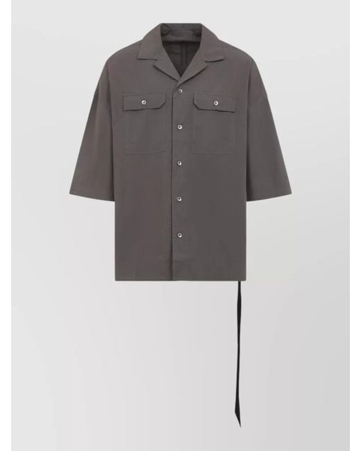 Rick Owens Gray Cotton Short-Sleeve Shirt for men