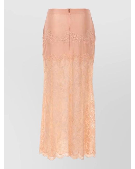 Rabanne Natural Lace Overlay Skirt Scalloped Hem Sheer Detailing