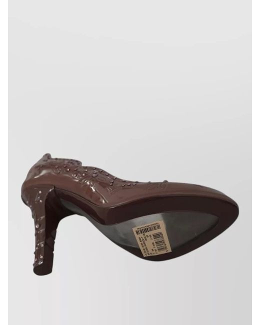 Dolce & Gabbana Brown Floral Crystal-Embellished Pumps