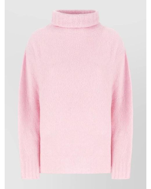 Lardini Pink Knitwear Turtleneck Ribbed Cuffs And Hem