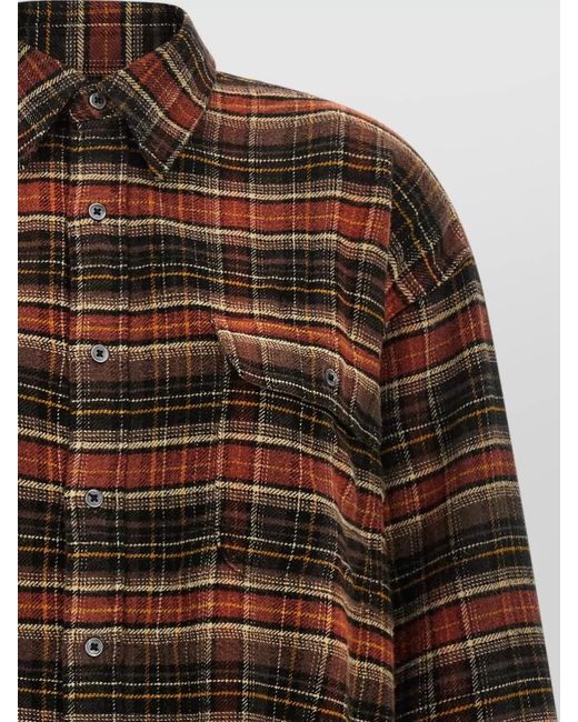 R13 Brown Oversized Boyfriend Shirt Long Sleeves Plaid