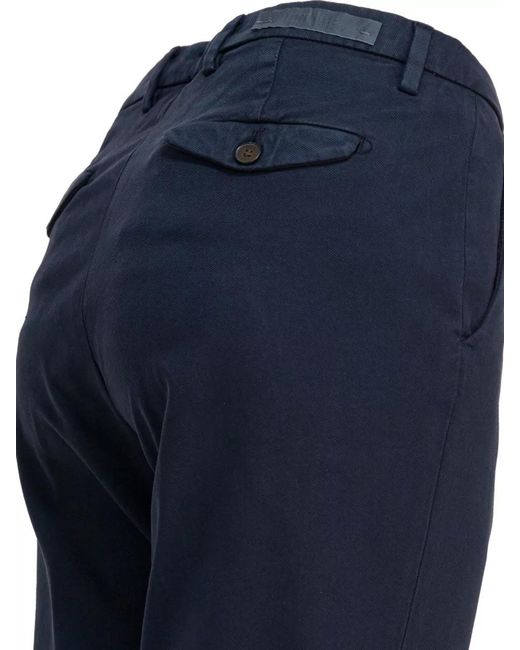 Briglia 1949 Blue Trousers Belt Loops Back Pocket Side Pockets