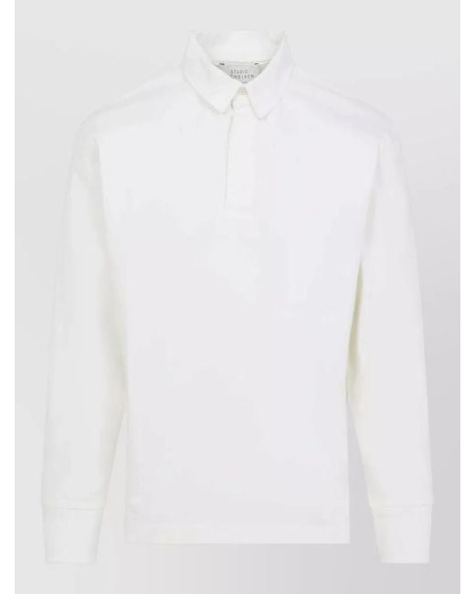 Studio Nicholson White Alyk Rugby Long Sleeve Polo Shirt for men