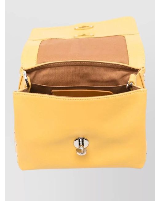 Zanellato Yellow Calf Leather Studded Shoulder Bag
