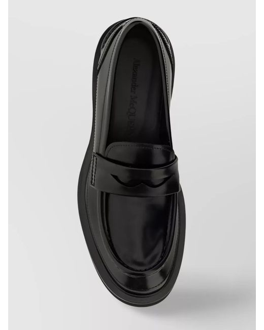 McQueen Black Leather Loafers for men