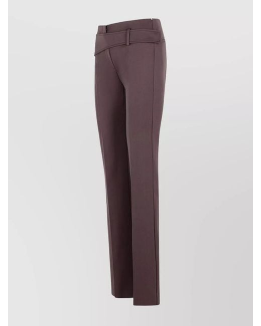 Sportmax Purple Asymmetric Belt Slim Straight Trousers