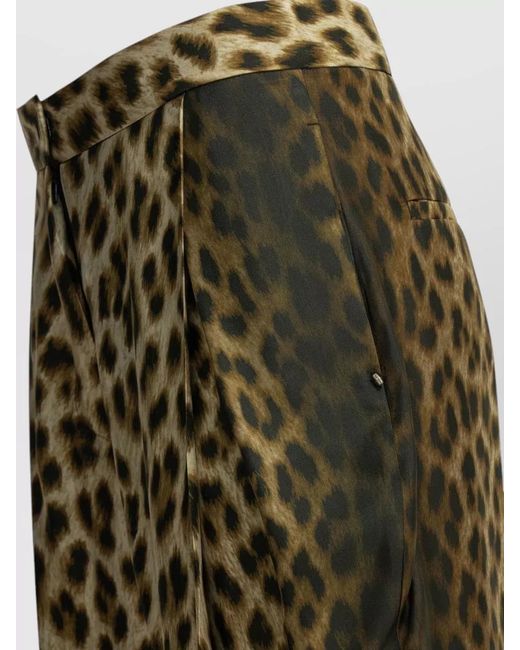 Sportmax Metallic Wide Leg Animal Print Trousers Pleated