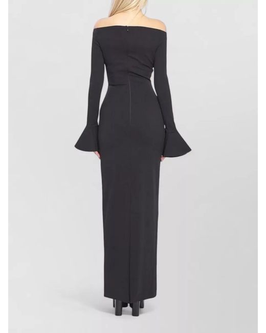 Solace London Blue Anica Off Shoulder Maxi Dress Back Slit