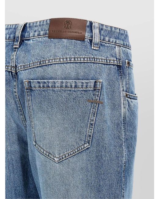 Brunello Cucinelli Blue 'Monile' Faded Denim Jeans With Five Pockets
