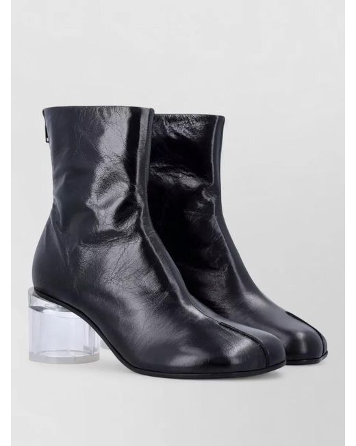 MM6 by Maison Margiela Black Leather Ankle Boots