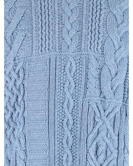 Polo Ralph Lauren Blue Crew Neck Sweater Cable Knit Design for men