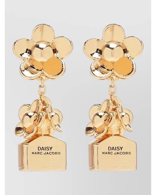 Marc Jacobs Metallic Daisy Flower Drop Earrings Subtle Bloom