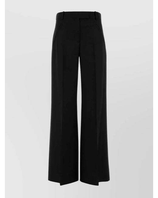 McQueen Black High Wasit Wide-Leg Trousers