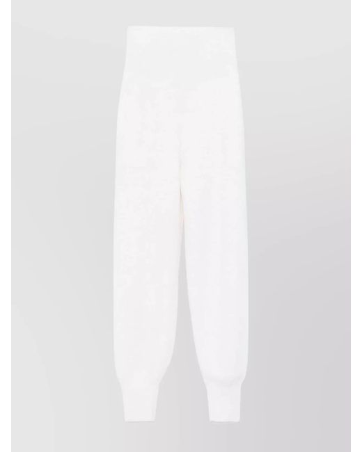 Chloé White Ribbed Waistband High-Waisted Knitted Trousers