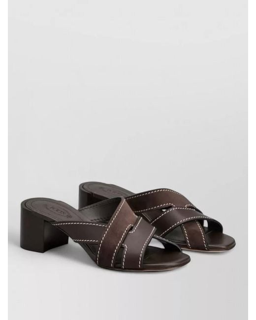 Tod's Gray Leather And Suede Crossover Strap Sandals