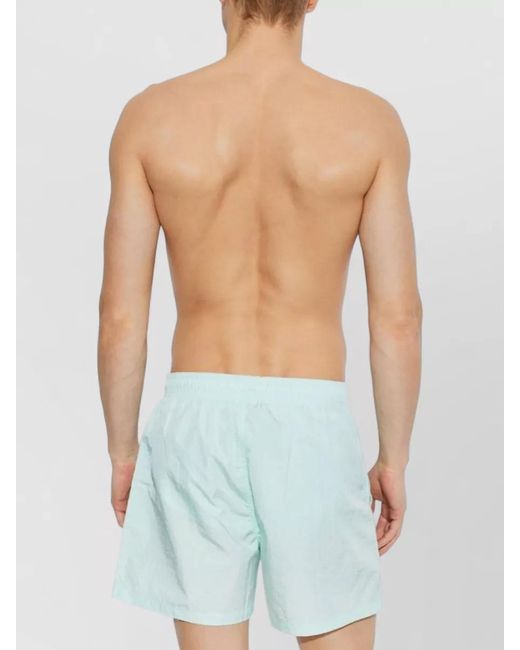 Emporio Armani Blue Swim Shorts Drawstring Waist Elastic Logo Side for men