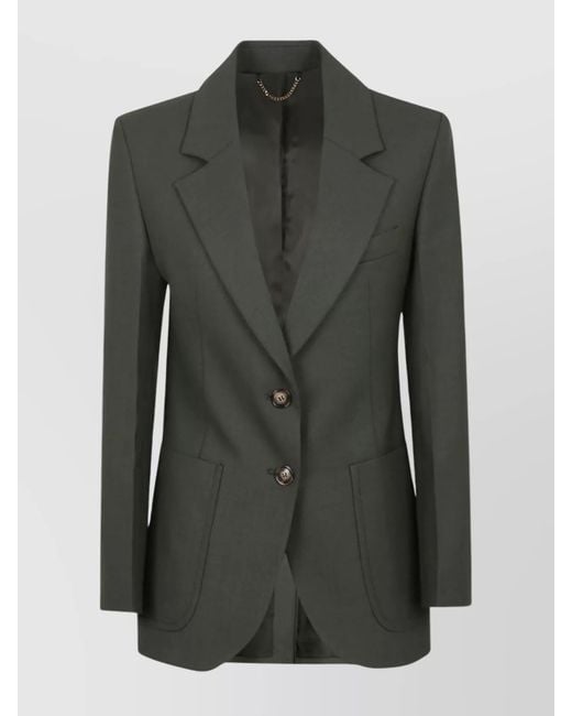 Victoria Beckham Green Pocket Jacket Featuring Notch Lapel