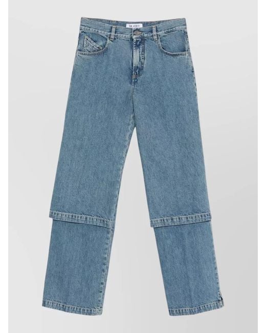 The Attico Blue Straight Leg Pants Belt Loops Five Pocket