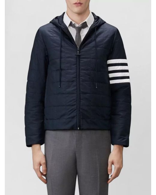Thom Browne Blue Down Quilted Hooded Puffer Jacket for men