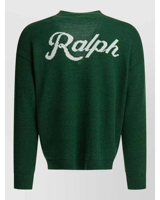 Polo Ralph Lauren Green Intarsia Logo V-Neck Cardigan for men