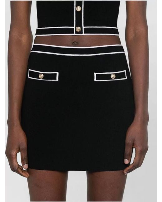 Alice + Olivia Black High Waist Mini Skirt Buttons